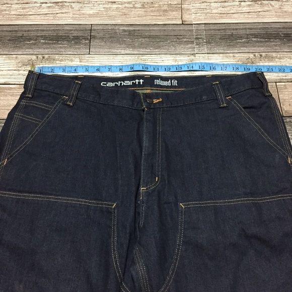 Carhartt Relaxed Fit Double Knee Work Jeans Men’s 40x30 Dark Wash Blue Denim - Picture 4 of 10